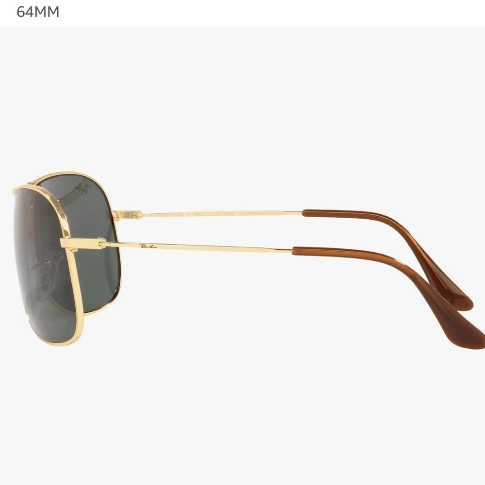 Ray-Ban Gold Metal Aviator Sunglasses with Dark Green Lenses